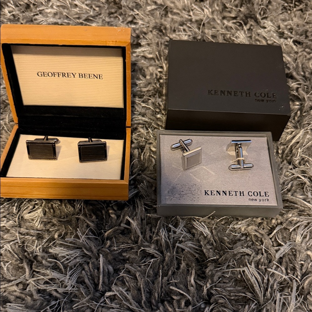Kenneth Cole Silver and Geoffrey Beene Black Cufflinks